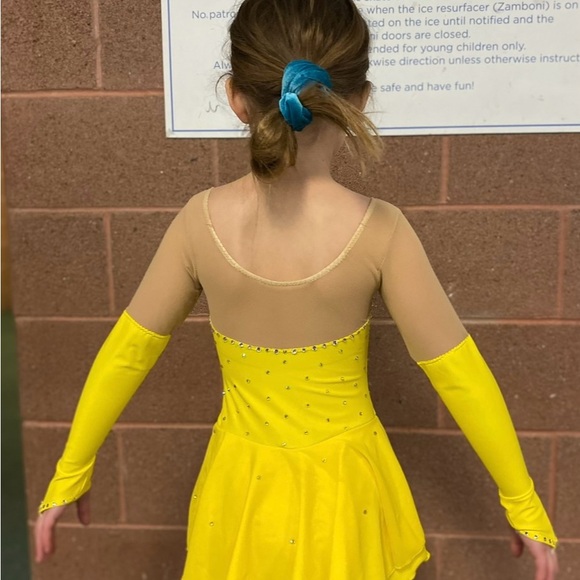 Custom Kids Yellow Figure Skating Dress - Picture 4 of 6